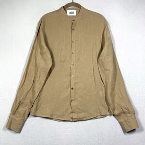 ALPHA Studio Shirt Mens Medium 50 IT Linen Button Grandfather Italy Franco Rossi